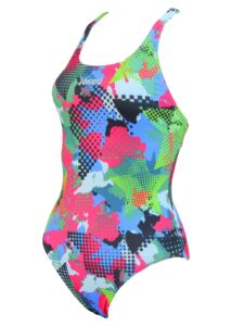 Jaked Womens Teknocamou One-Piece Swimsuit - Green / Pink