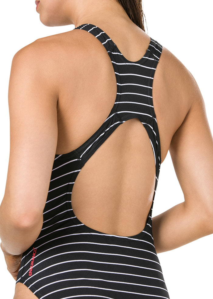 Speedo Endurance+ Printed Medalist Swimsuit - Black / White-97458