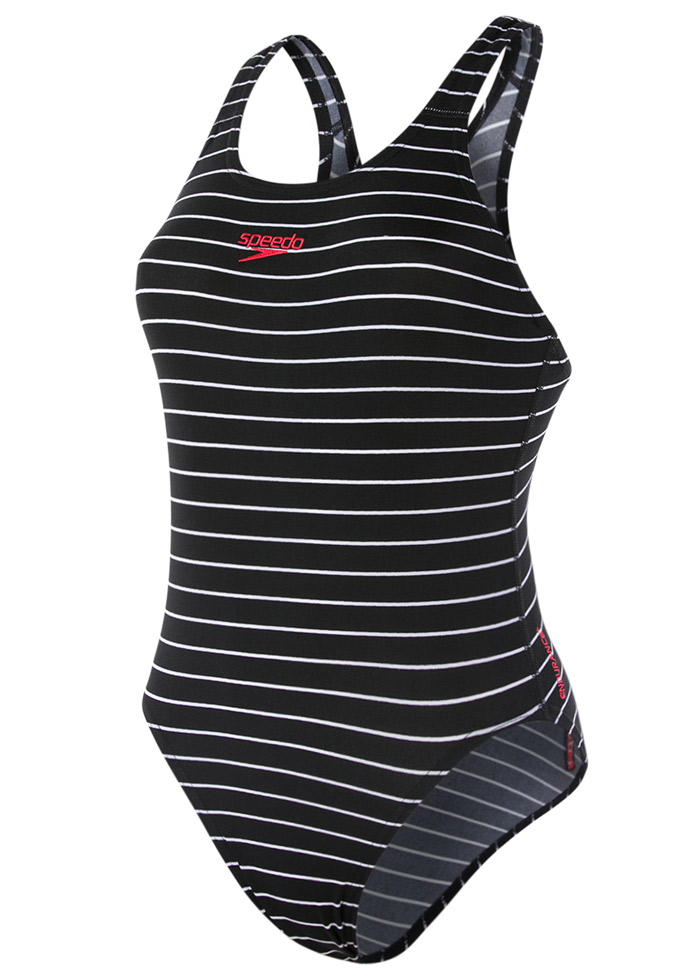 Speedo Endurance+ Printed Medalist Swimsuit - Black / White-97454