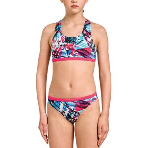 Aquafeel Girl's Colour Quake Racerback Swim Bikini - White / Blue-0