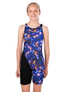 Speedo Junior Fastskin Endurance+ Openback Kneeskin - Black / Blue / Kanji Lights