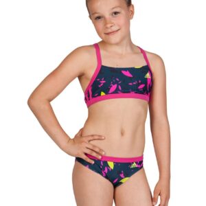 Adidas Girl's Allover Swim Bikini - Blue / Pink