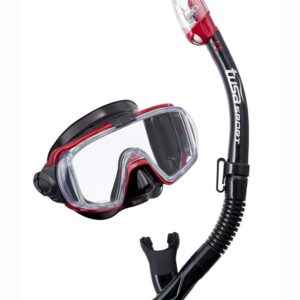TUSA Visio Tri-Ex Combo Snorkelling Set - Black/ Metallic Red-0
