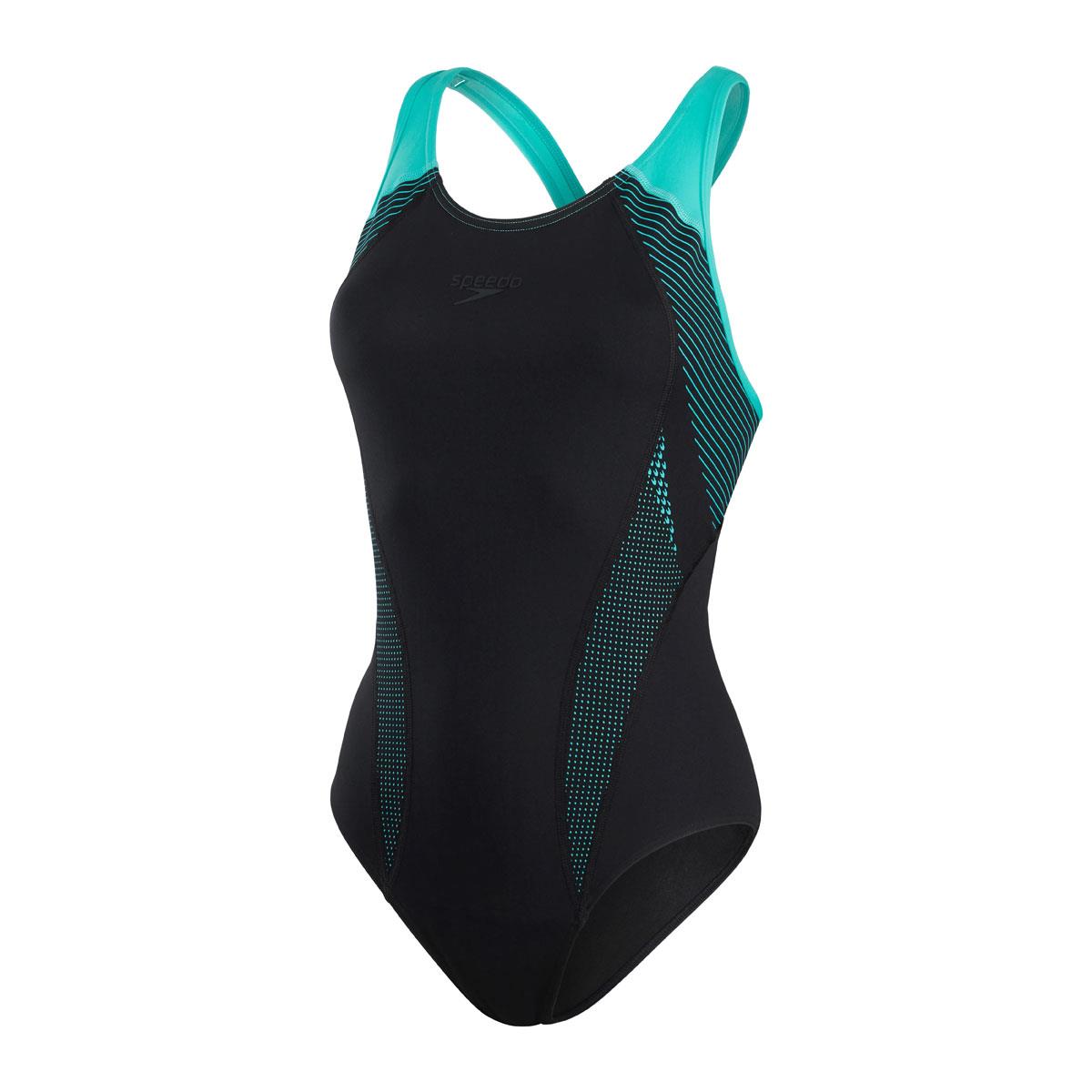 Speedo Women's Plastisol Laneback Swimsuit - Black/ Tile-560655