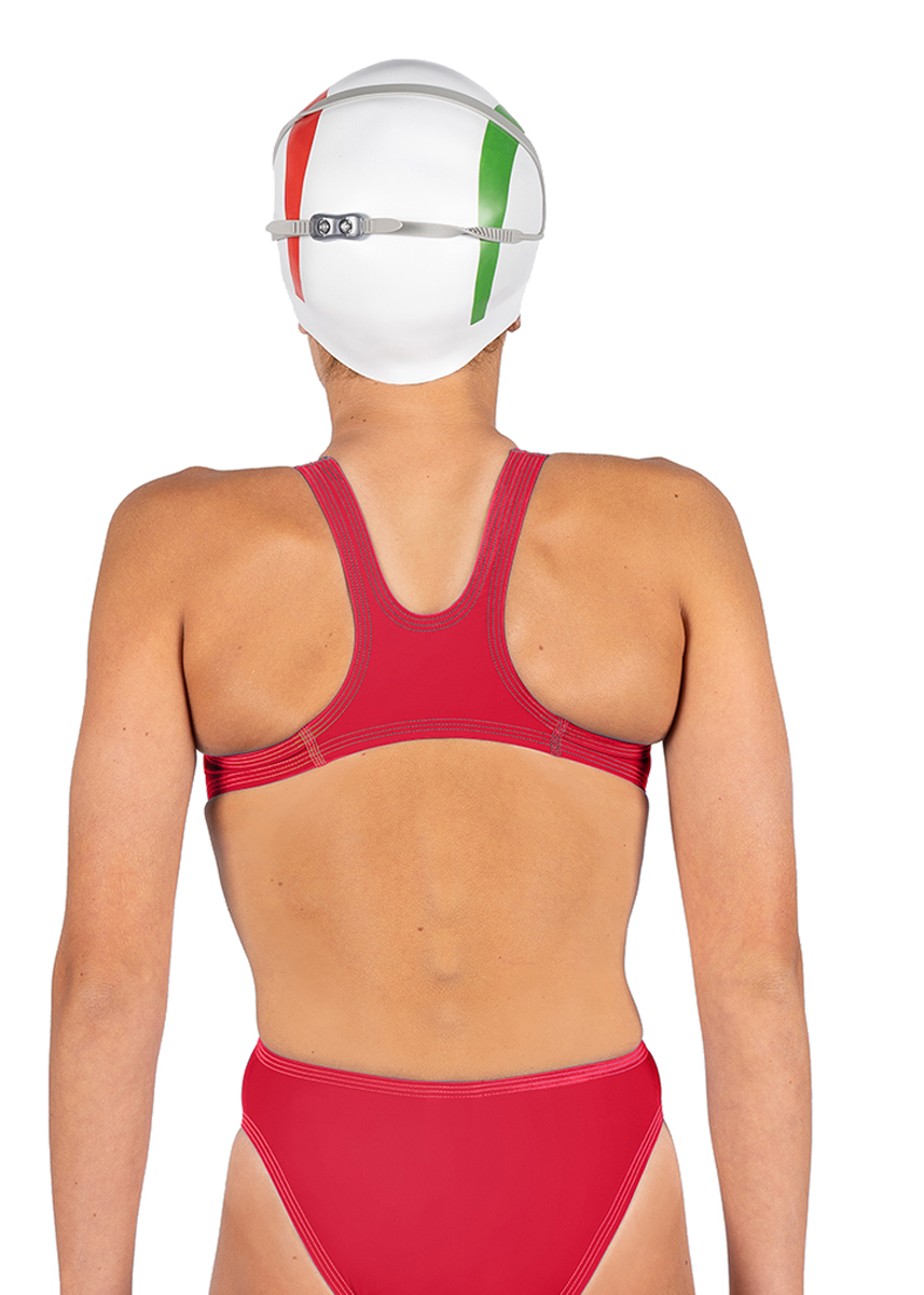 Akron Girls Babbitt Evo Swimsuit - Black/Sport Red-566600