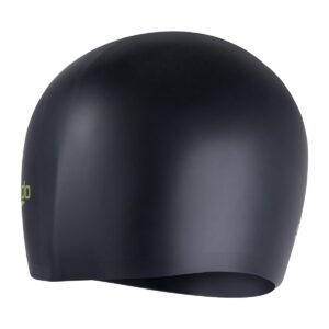 Speedo Junior Long Hair Silicone Cap - Black/ Acid Green-0
