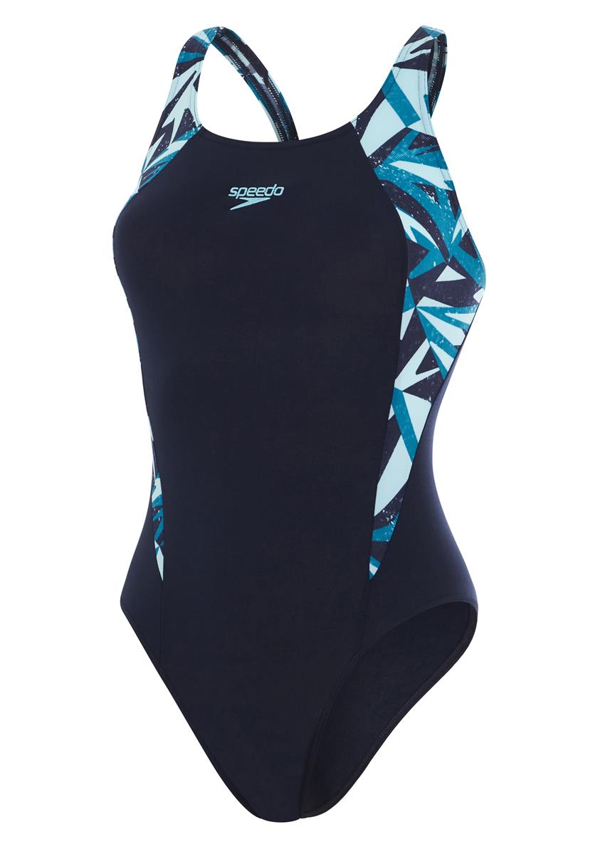 Speedo Women's Hyperboom Splice Muscleback Swimsuit - True Navy/ Nordic Teal/ Mercurial Blue-569047