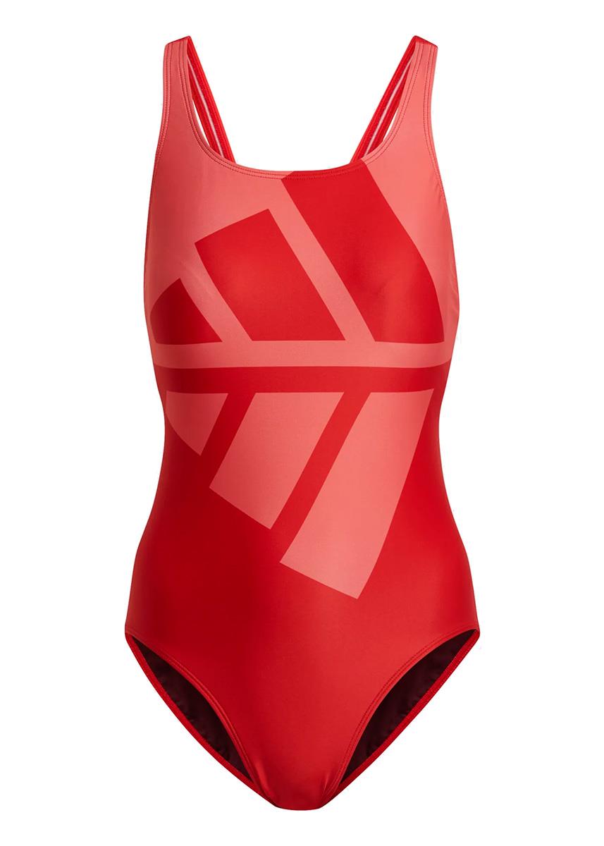 Adidas Womens 3 BARS Swimsuit - Vivid Red-570133