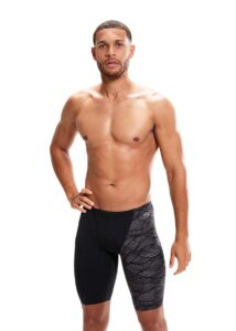 Speedo Mens Allover V-Cut Jammer - Black/ USA Charcoal