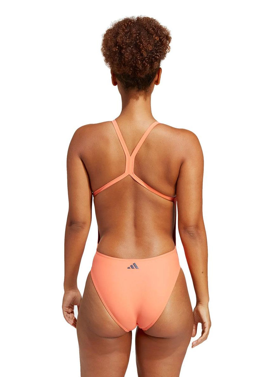 Adidas Women's 3 Bar Logo Print Swimsuit - Peach/Black-brand