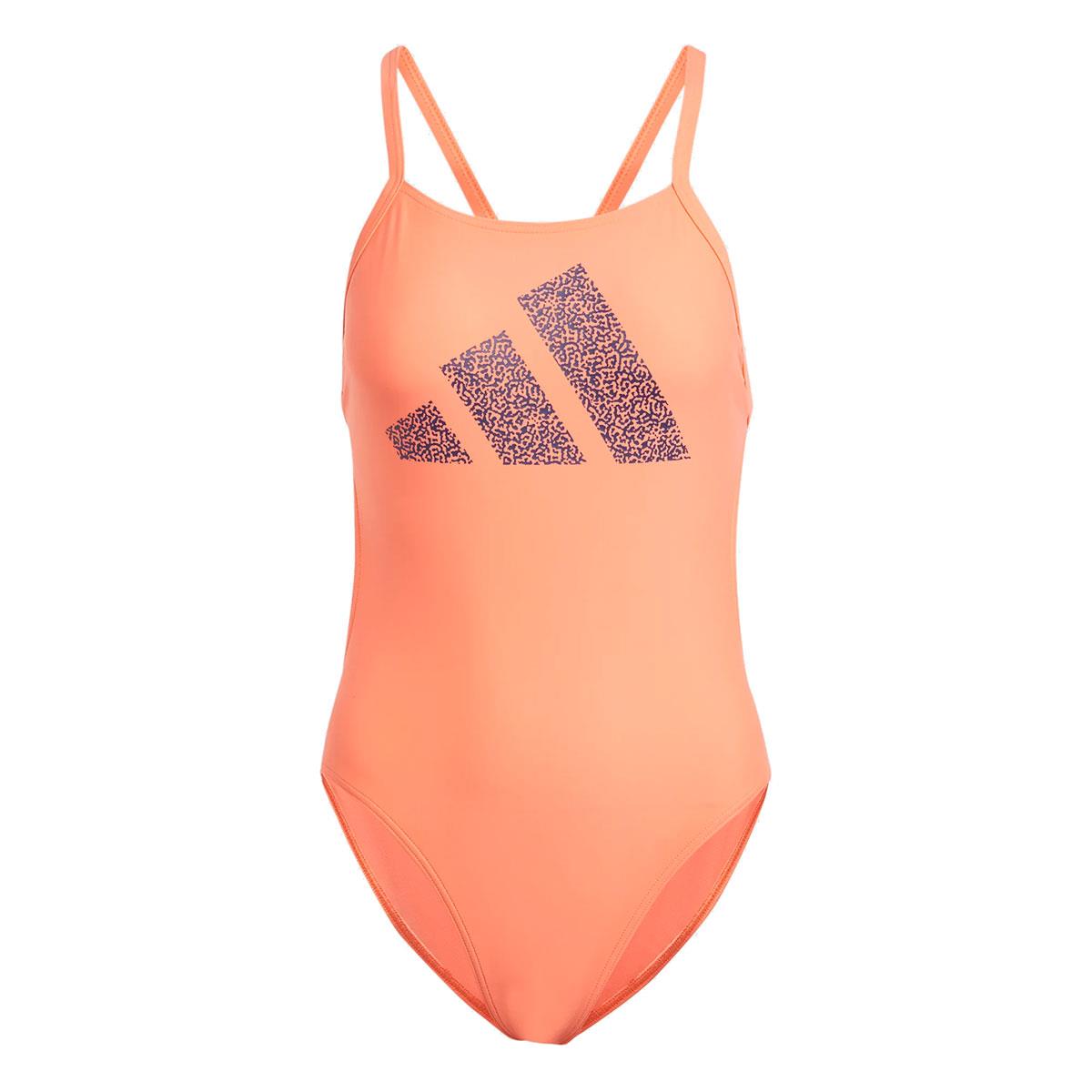 Adidas Women's 3 Bar Logo Print Swimsuit - Peach/Black-575064