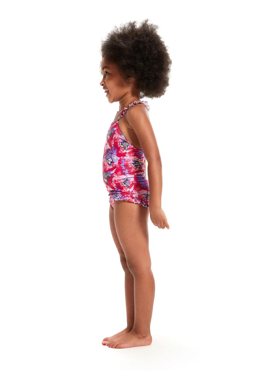 Speedo Girls Learn to Swim Printed Frill Thinstrap Swimsuit - Cherry Pink/Sweet Taro/Hellium-575219