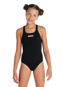 Arena Girls Team Swim Pro Solid Swimsuit - Black / White