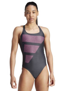 Adidas Women's Big Bars Swimsuit - Carbon/Pink