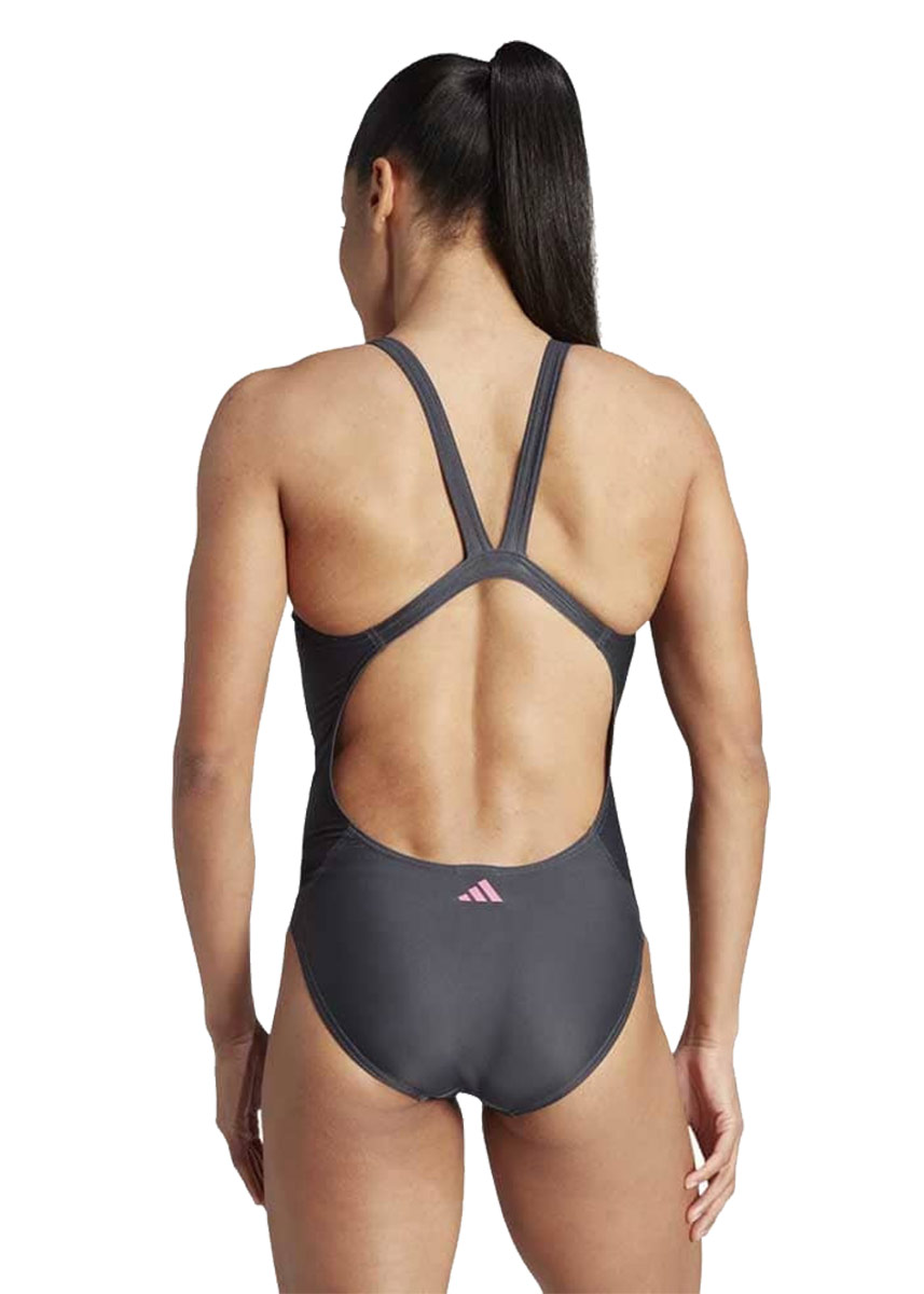 Adidas Women's Big Bars Swimsuit - Carbon/Pink-brand