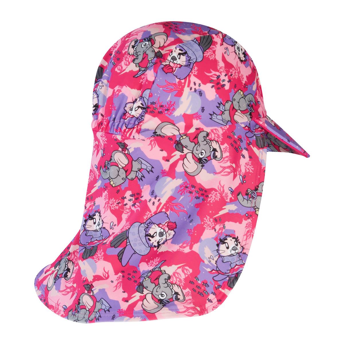 Speedo Girls Learn to Swim Sun Protection Hat - Cherry Pink/Sweet Taro/Hellium-578043