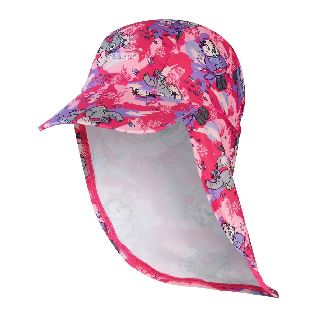 Speedo Girls Learn to Swim Sun Protection Hat - Cherry Pink/Sweet Taro/Hellium-578042