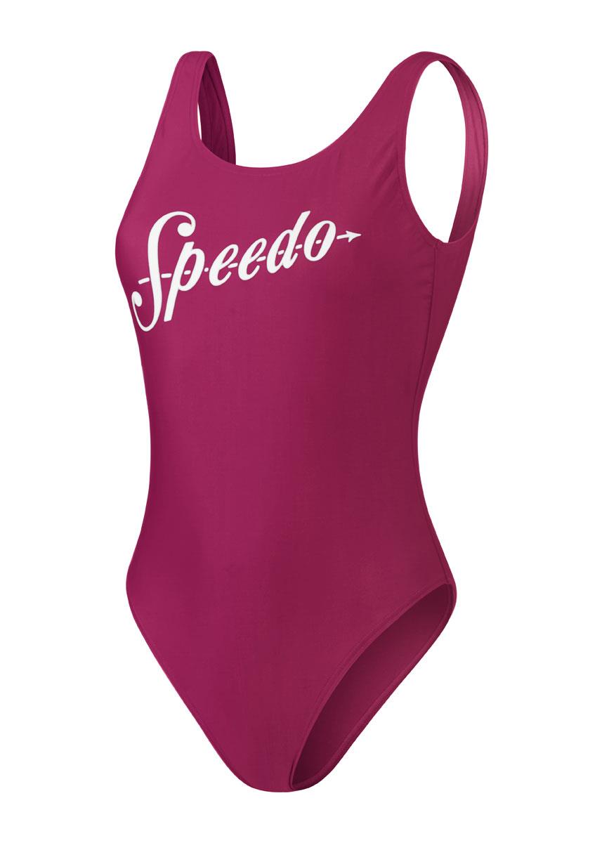 Speedo Womens Logo Deep U-back Swimsuit - Berry Cool-577336