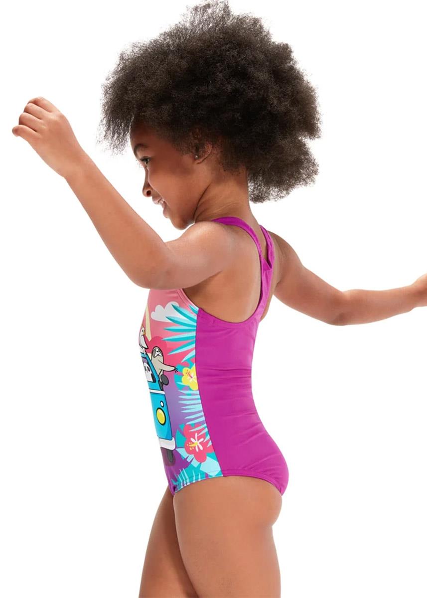 Speedo Junior Girls' Digital Printed Swimsuit - Azure / Yellow / Turquoise / Purple-588176