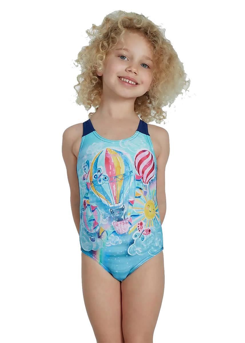 Speedo Junior Girl's Digital Allover Swimsuit - Purple/Blue