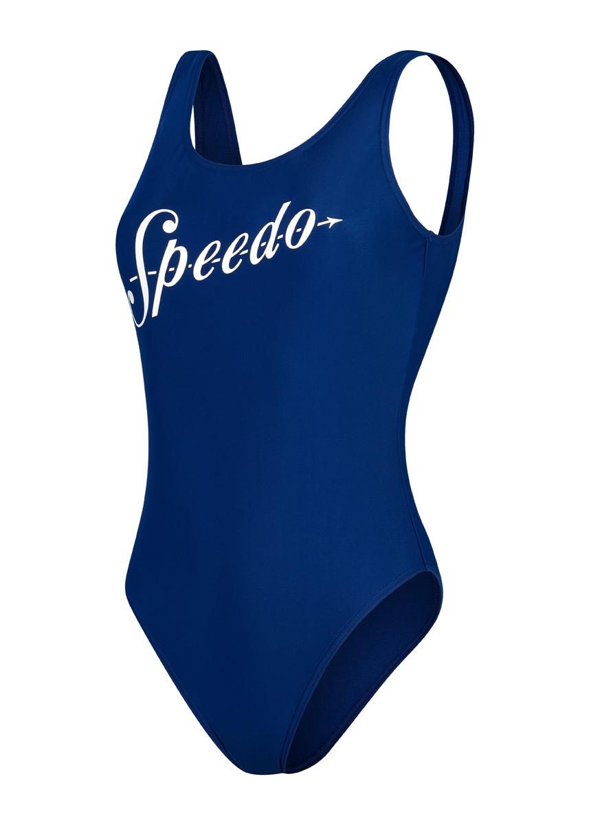 Speedo Logo Deep U-Back Swimsuit - Blue / White-589178