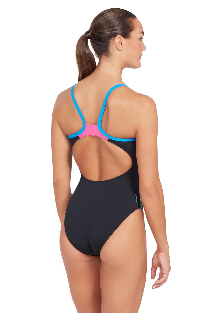 Zoggs Women's Neon Sparkle Strikeback Swimsuit-brand