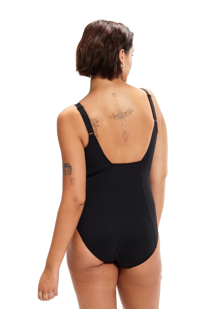 Speedo Womens Shaping CrystalLux Printed Swimsuit Black/Cherry-brand