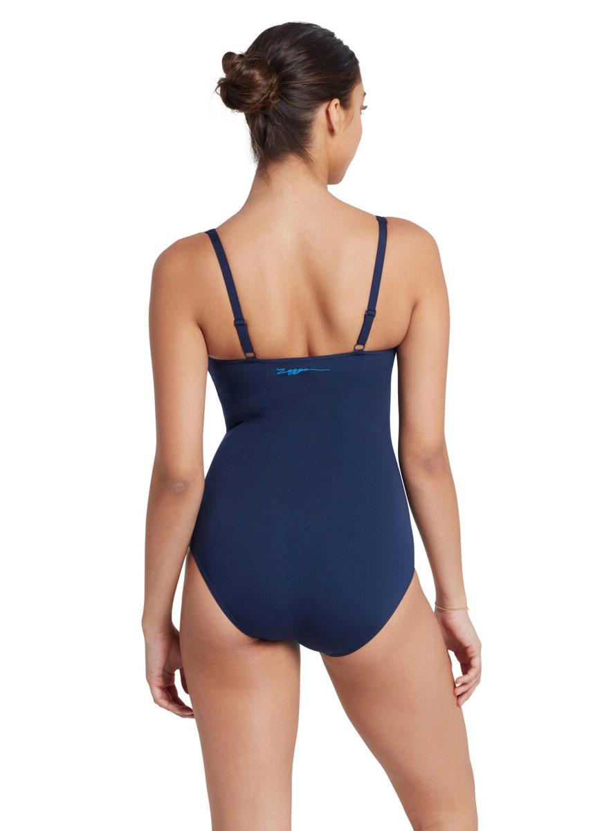 Zoggs Women's Aqua Digital Ruched Front Swimsuit-brand