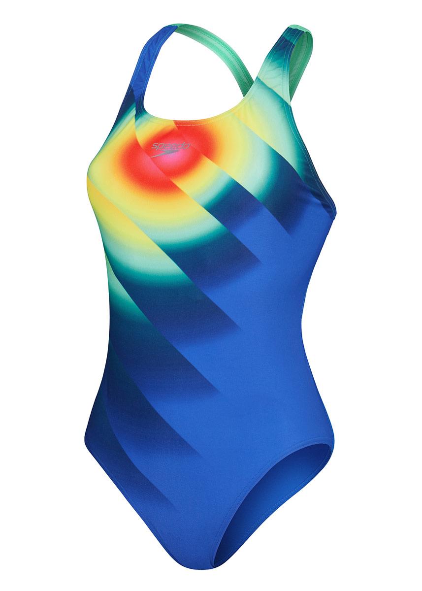 Speedo Womens Placement Digital Powerback Swimsuit - Blue / Green-601790