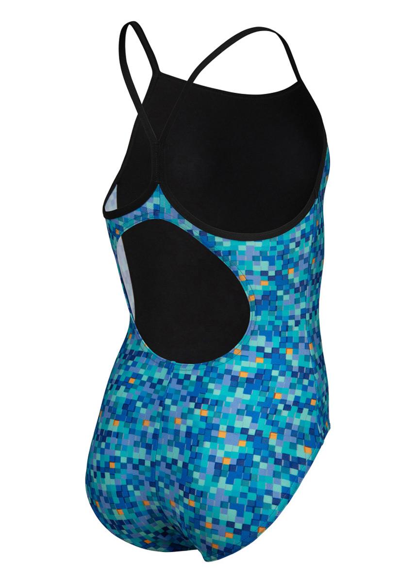 Arena Girls Pool Tiles Light Drop Back - Black / Blue Multi-600301