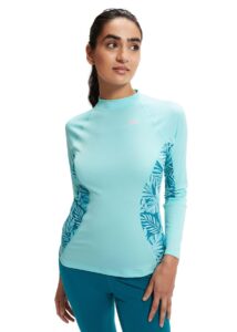 Speedo Womens Printed Long Sleeve Rash Top - Blue
