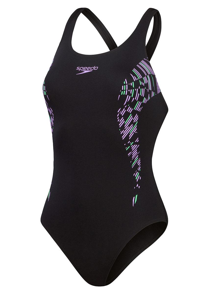 Speedo Womens Placement Muscleback Swimsuit - Navy / Purple / Green-601738