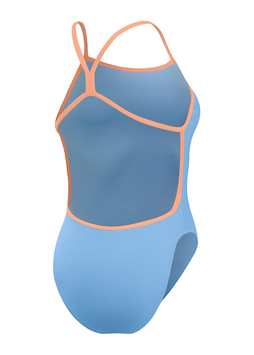 Speedo Womens Solid Vback Swimsuit - Blue / Peach-602042