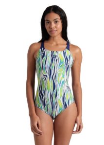 Arena Womens Zebra Stripes Swim Pro Back Swimsuit - Multi / Navy