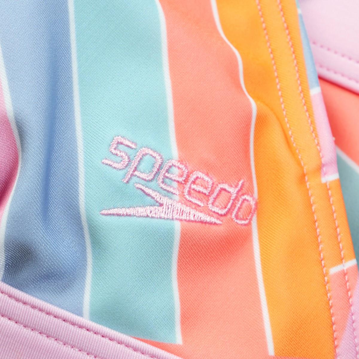 Speedo Womens Printed Banded Triangle Swim Bikini - Pink / Pumpkin / Blue / Coral-606933