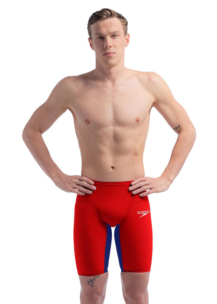 Speedo Fastskin LZR Pure Valor 2.0 High Waisted Jammer - Flame Red / Cobalt Pop-606445