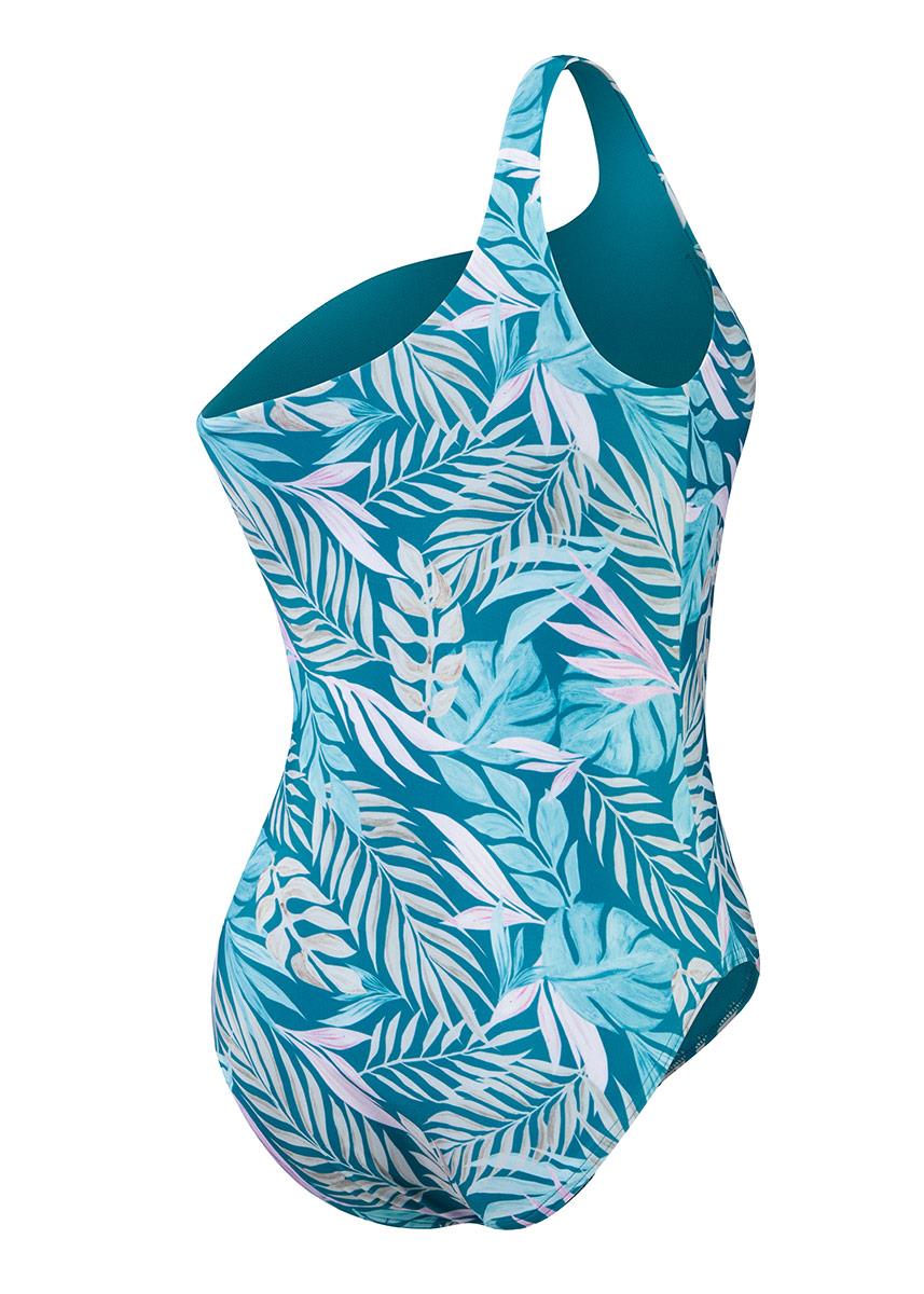 Speedo Womens Printed Asymetric Swimsuit - Blue / Pink-606855