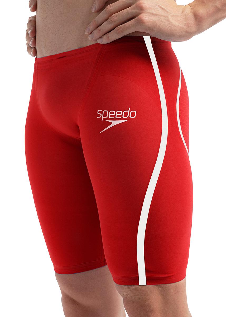 Close up view of Speedo Fastskin LZR Pure Intent 2.0 Jammer - Flame Red / White