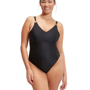 Speedo Shaping Strappy Swimsuit - Black