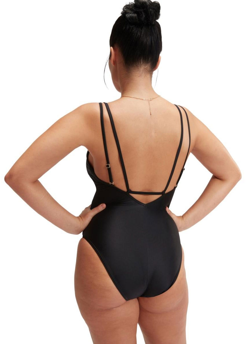 Speedo Womens Shaping Strappy Swimsuit - Black-brand