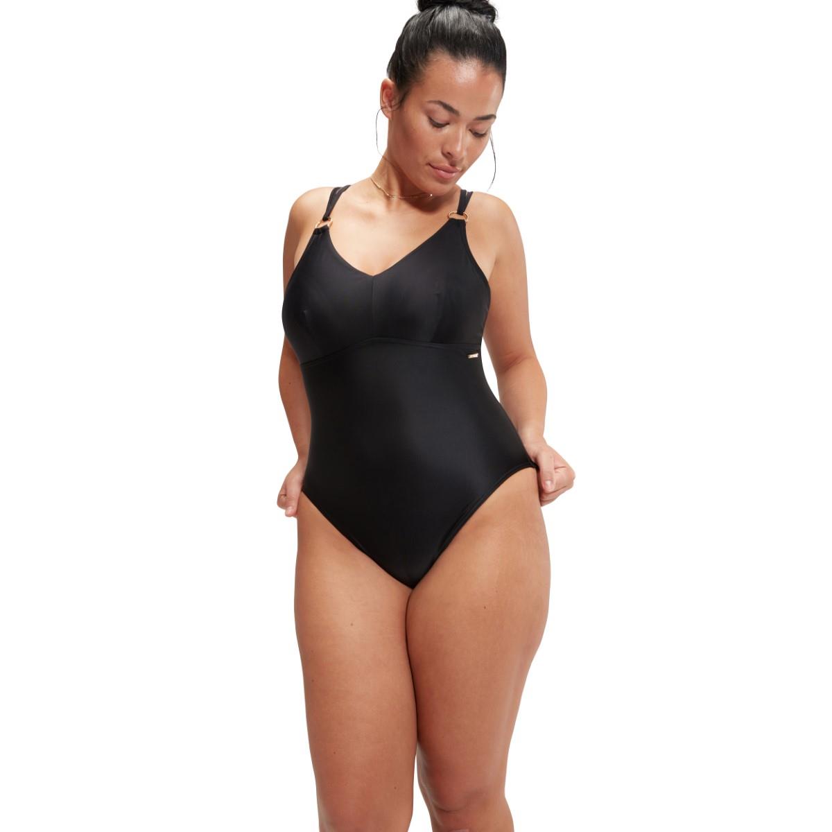 Speedo Womens Shaping Strappy Swimsuit - Black-609891