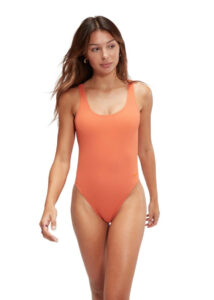 Speedo Womens Textured Deep U-Back Swimsuit - Fall / Terracotta