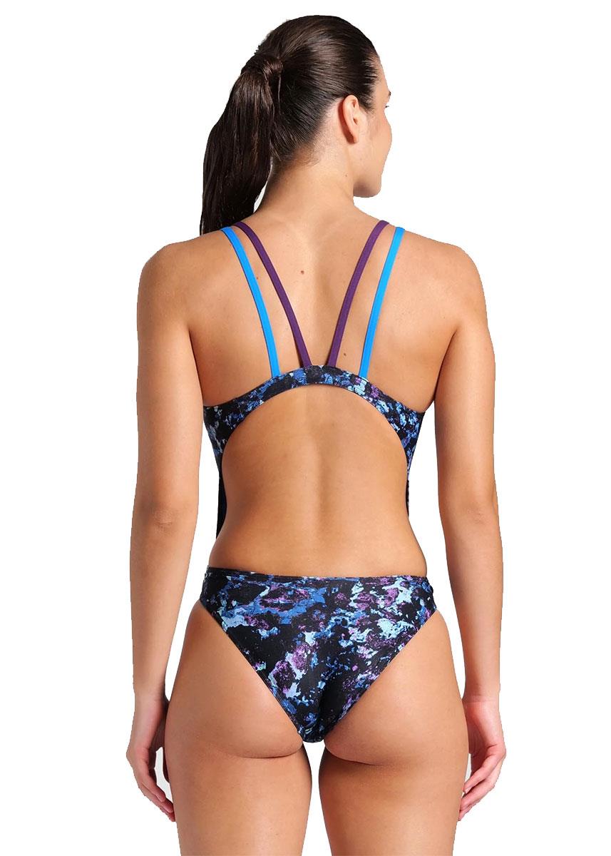 Arena Womens Rockin Swim Tech Back Swimsuits - Aqua / Purple-brand