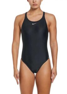 Nike Women's Fusion Logo Tape Fastback One Piece Swimsuit - Black