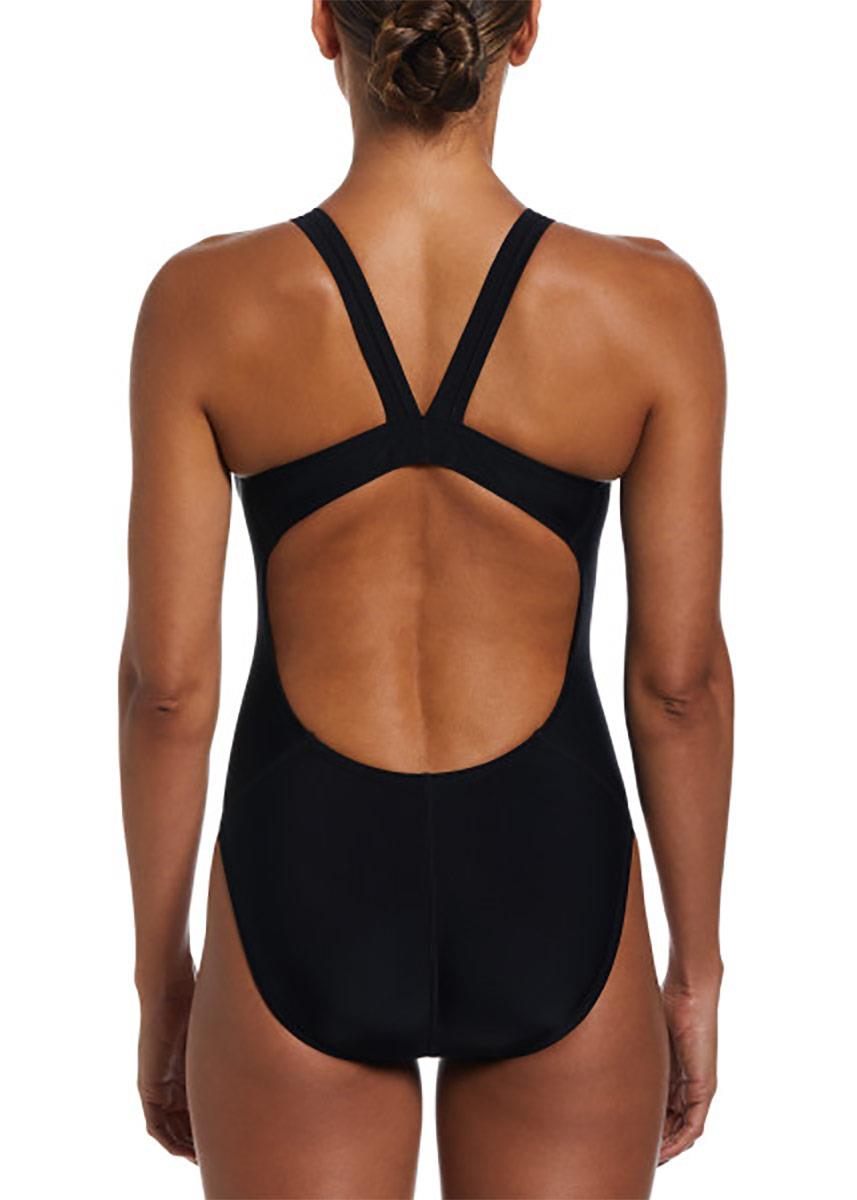 Nike Women's Solid Swim One Piece - Black-brand
