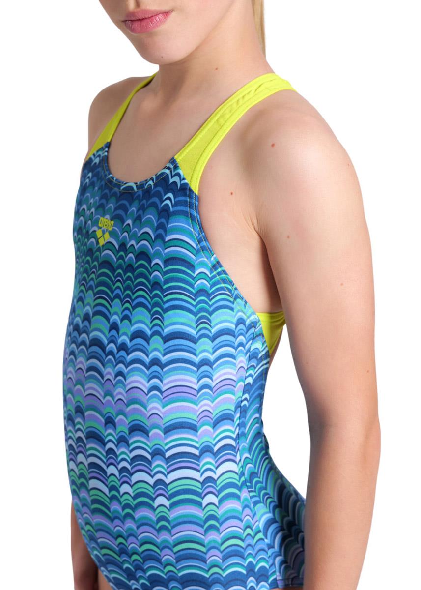 Arena Girl's Ondulation Swim Pro Back Swimsuit - Navy / Green-624175