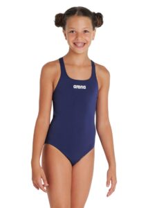 Arena Girl's Team Swim Pro Solid Swimsuit  - Navy Blue / White