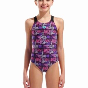 Arena Girl's Candies Swim Pro Back Swimsuit - Multi / Black / Pink-0