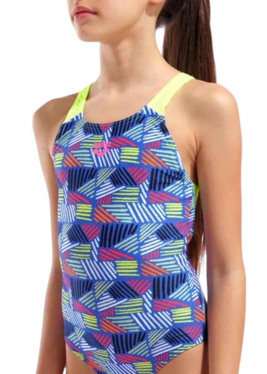 Arena Girl's Candies Swim Pro Back Swimsuit - Multi / Blue / Lime-631252