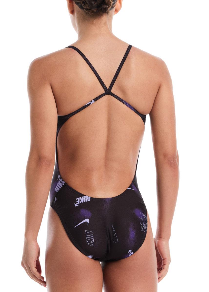 Nike Women's Hydrastrong Multi Print Cutout Swimsuit - Purple-630505